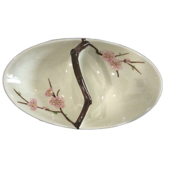 Vintage Metlox Pottery Poppytrail  Peach Blossom Divided Serving Dish. - Picture 1 of 8